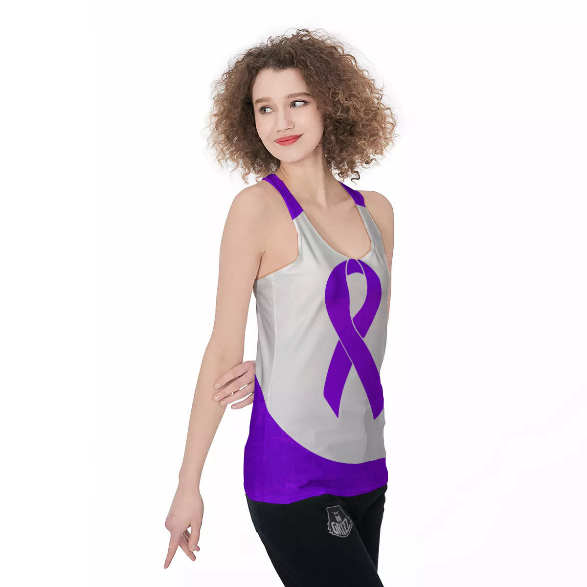 Cancer Awareness Ribbon Purple Print Women's Racerback Tank Top-grizzshop