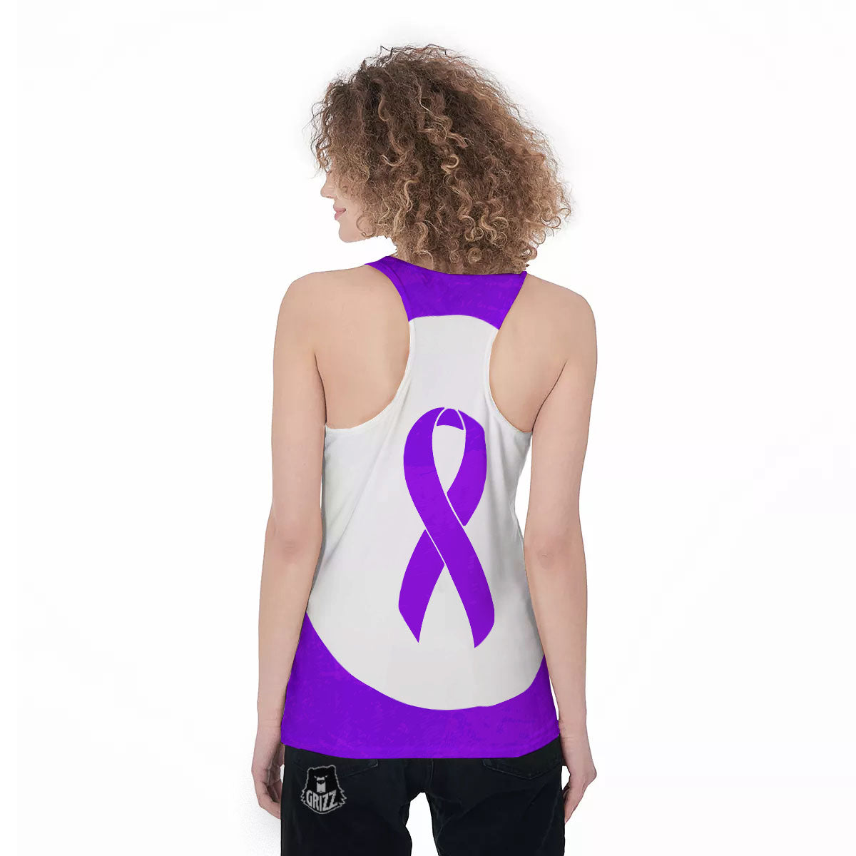 Cancer Awareness Ribbon Purple Print Women's Racerback Tank Top-grizzshop