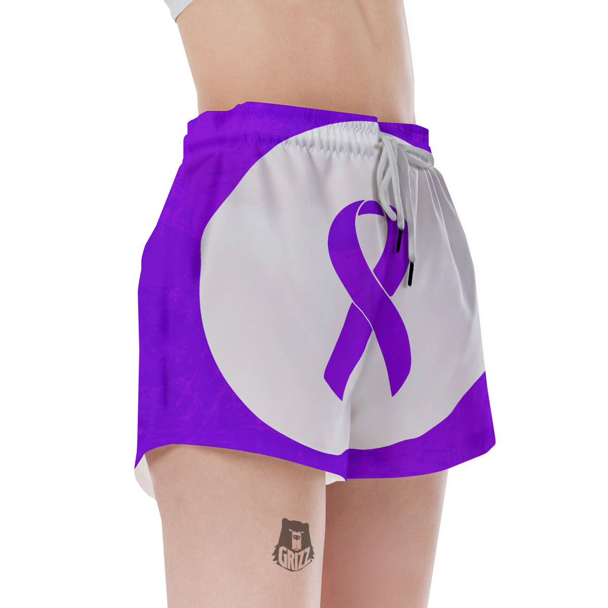 Cancer Awareness Ribbon Purple Print Women's Shorts-grizzshop