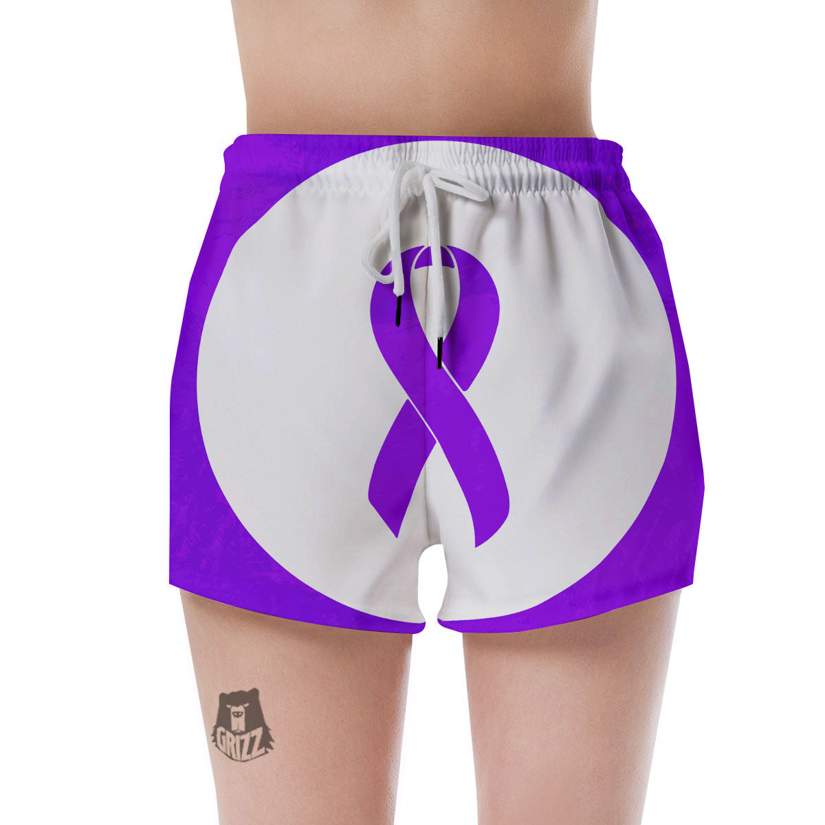 Cancer Awareness Ribbon Purple Print Women's Shorts-grizzshop
