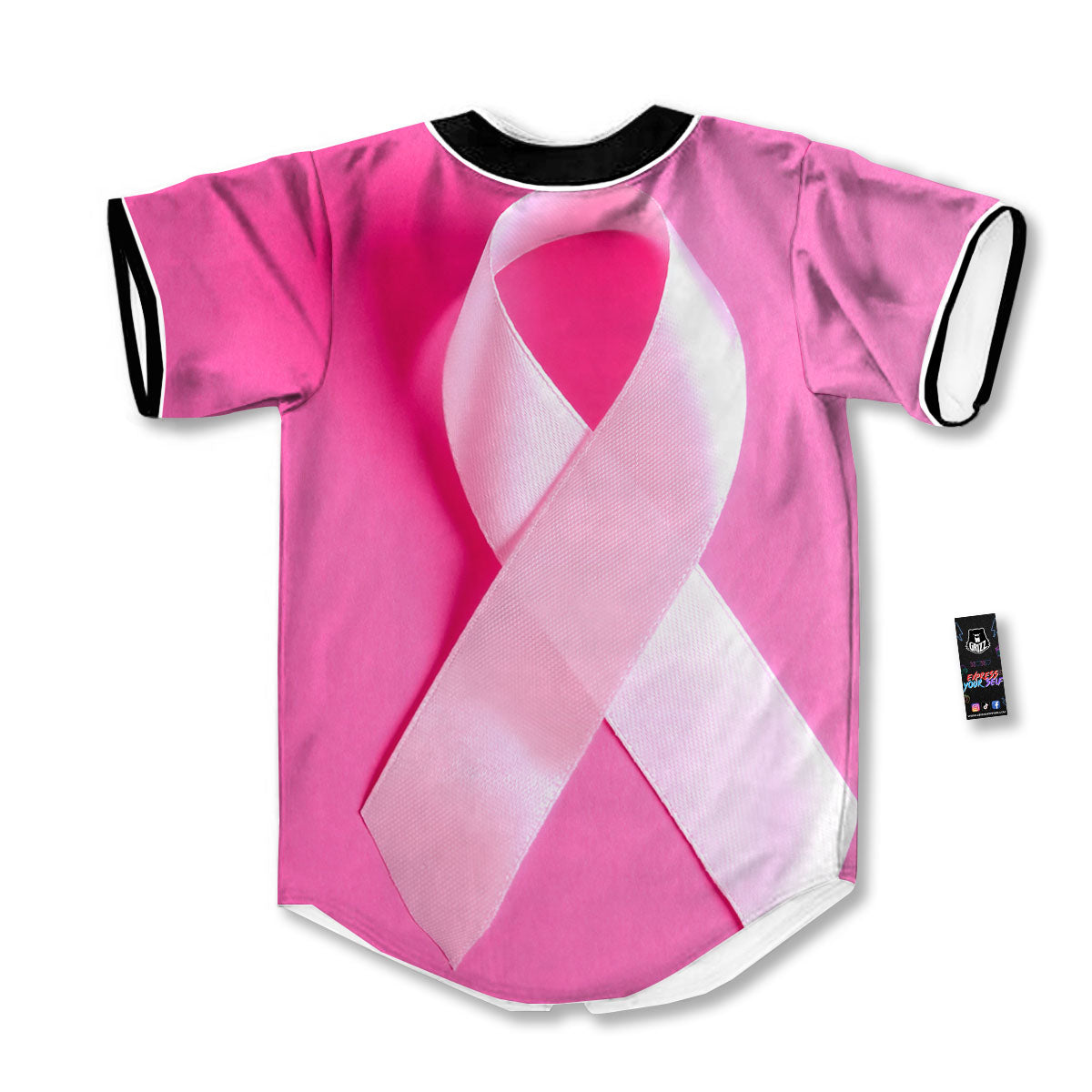 Cancer Breast Little Ribbon Print Baseball Jersey-grizzshop