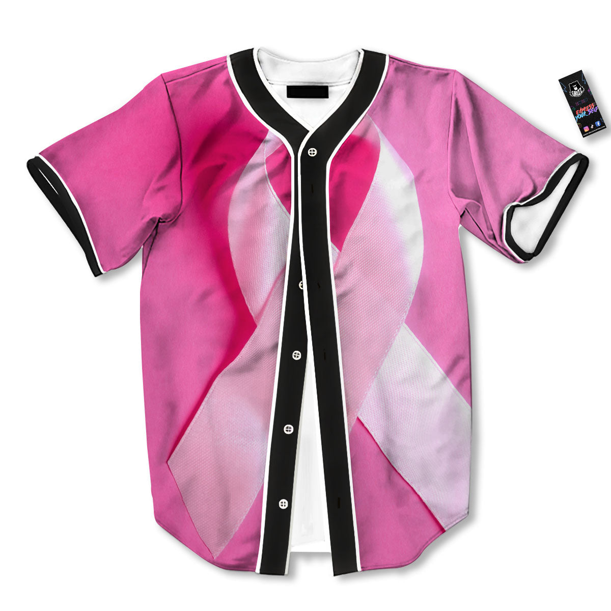 Cancer Breast Little Ribbon Print Baseball Jersey-grizzshop