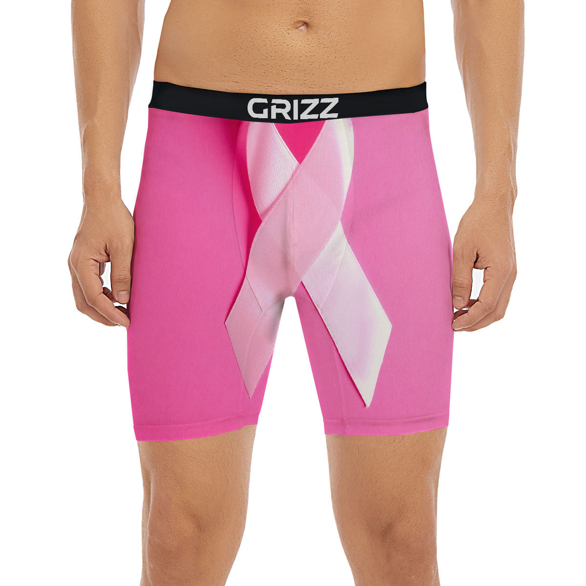Cancer Breast Little Ribbon Print Boxer Briefs-grizzshop