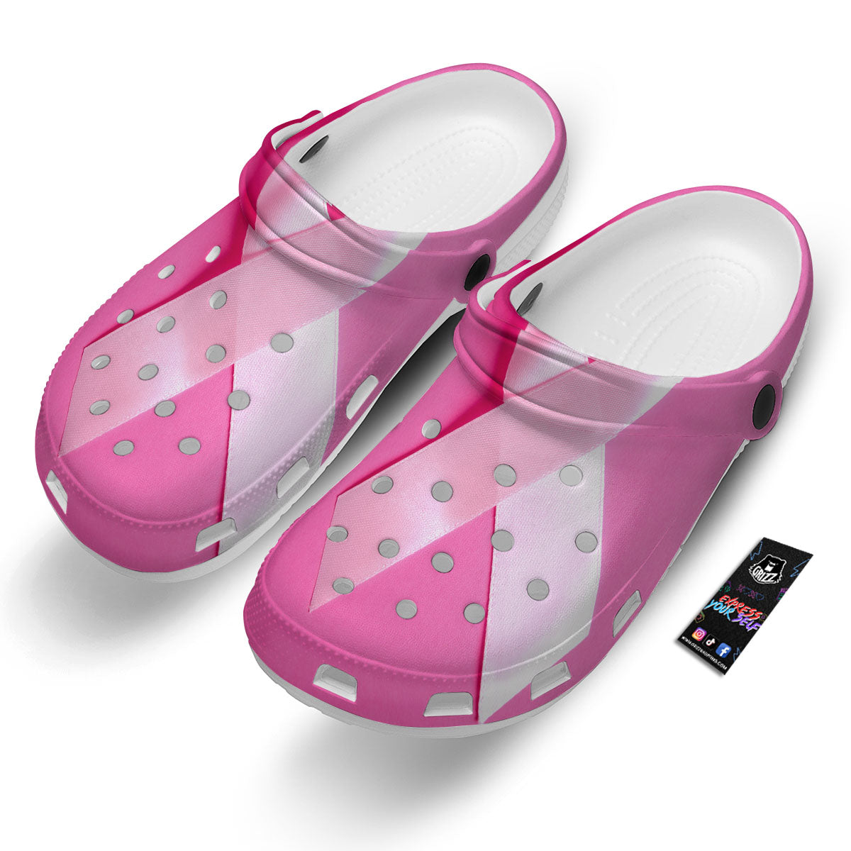 Cancer Breast Little Ribbon Print Clog-grizzshop