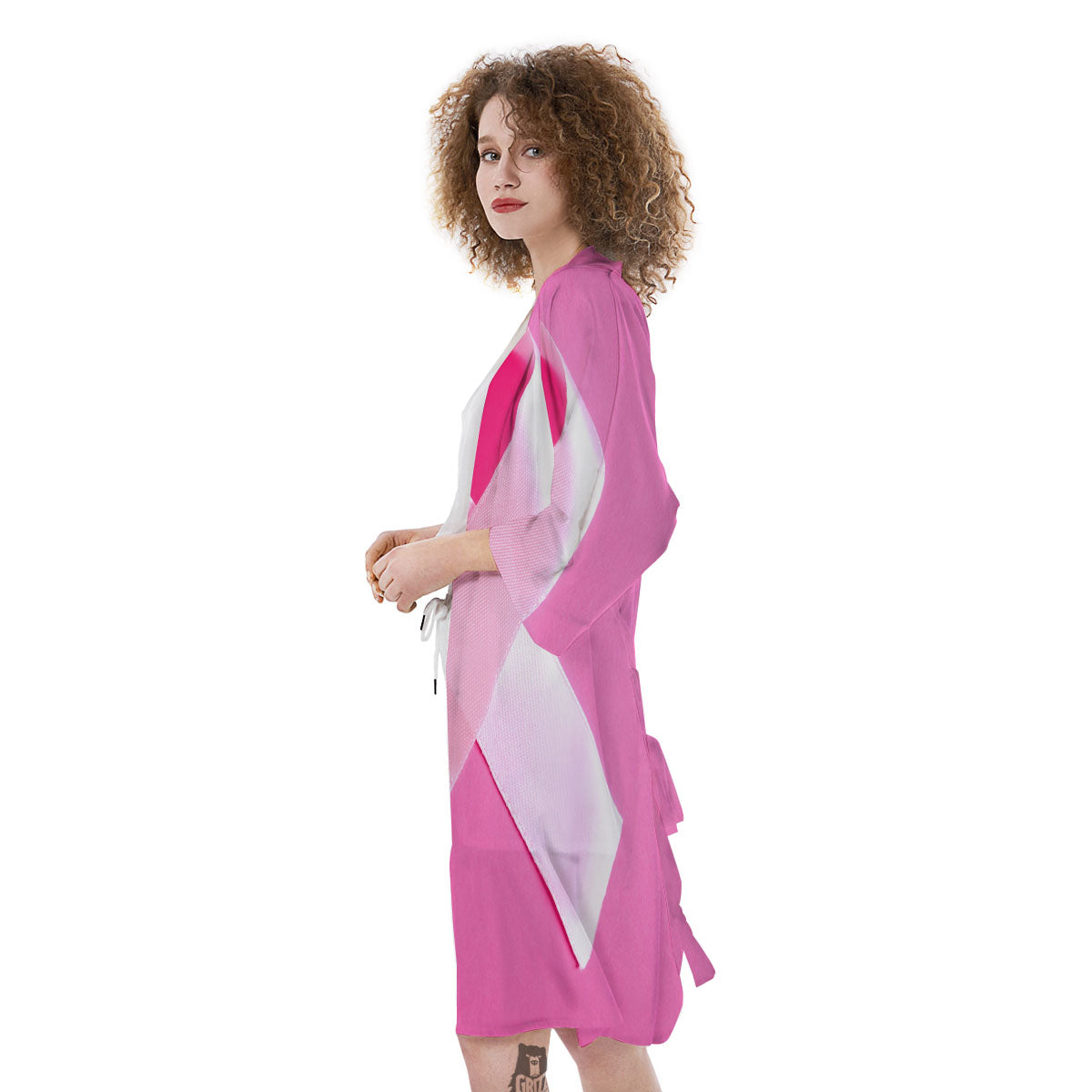 Cancer Breast Little Ribbon Print Kimono-grizzshop