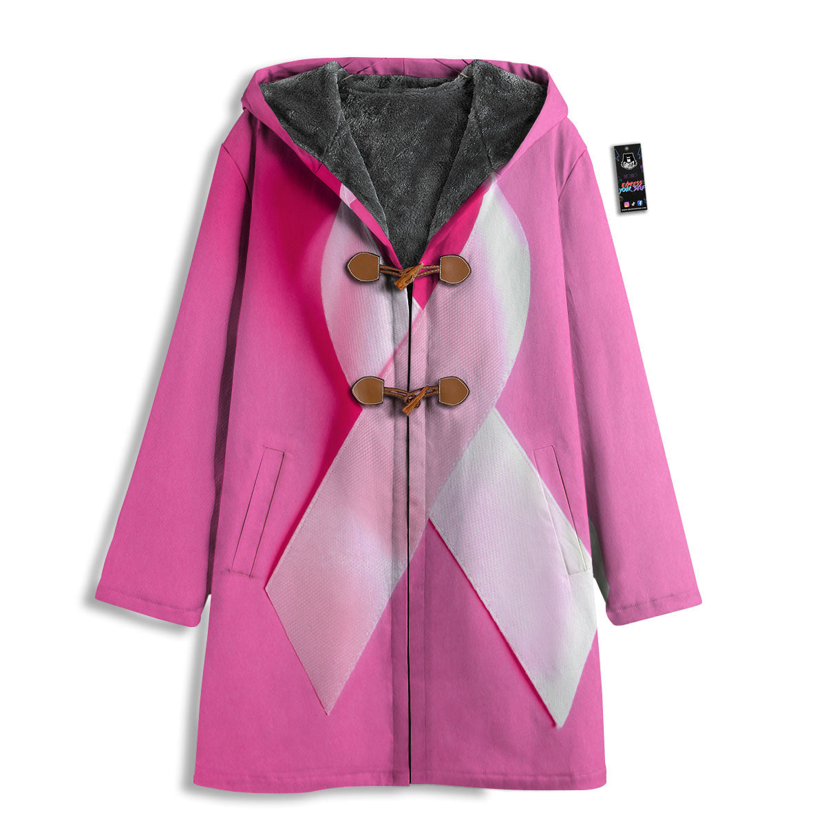 Cancer Breast Little Ribbon Print Men's Windbreaker Jacket-grizzshop