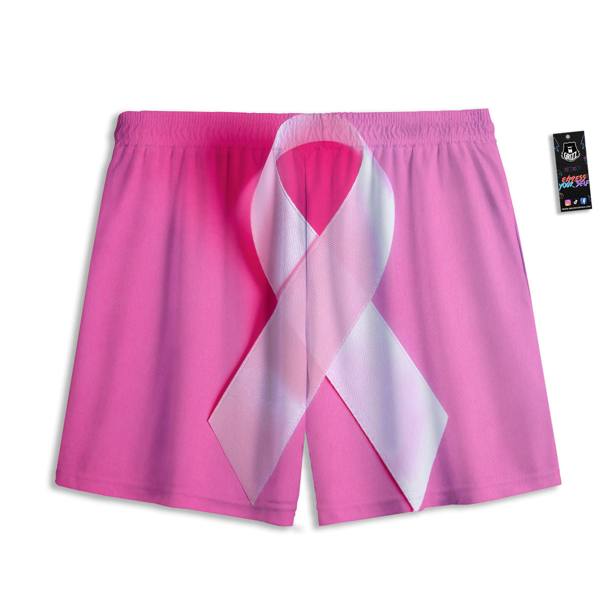 Cancer Breast Little Ribbon Print Mesh Shorts