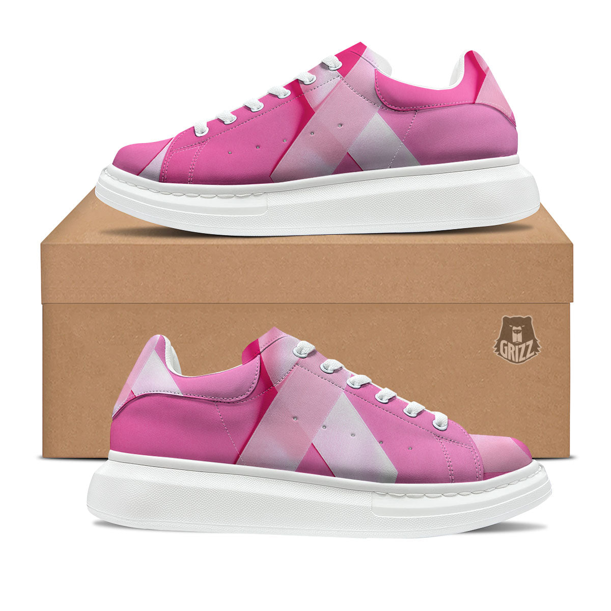 Cancer Breast Little Ribbon Print Platform Shoes-grizzshop