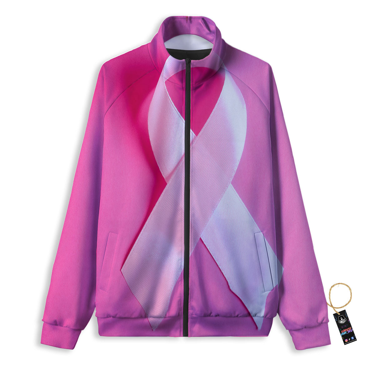 Cancer Breast Little Ribbon Print Track Jacket-grizzshop