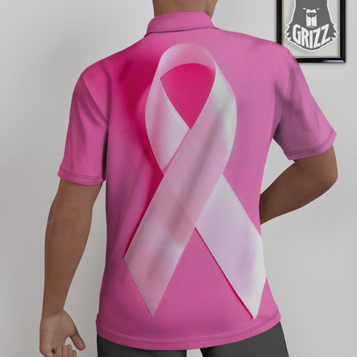Cancer Breast Little Ribbon Print Untucked Shirts-grizzshop