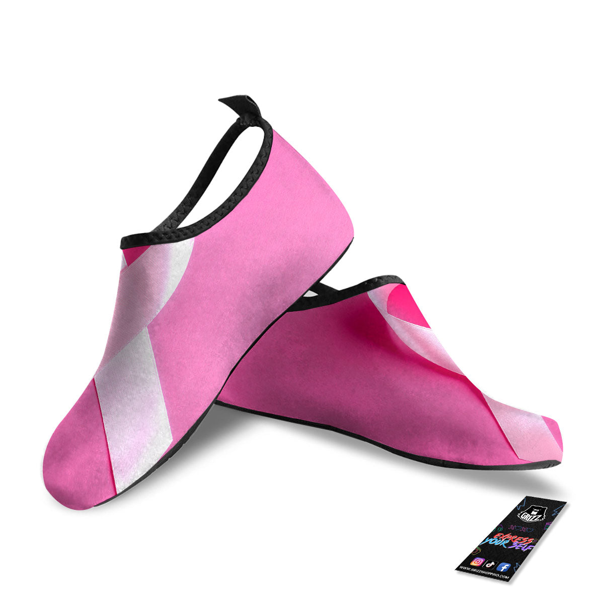 Cancer Breast Little Ribbon Print Water Shoes-grizzshop
