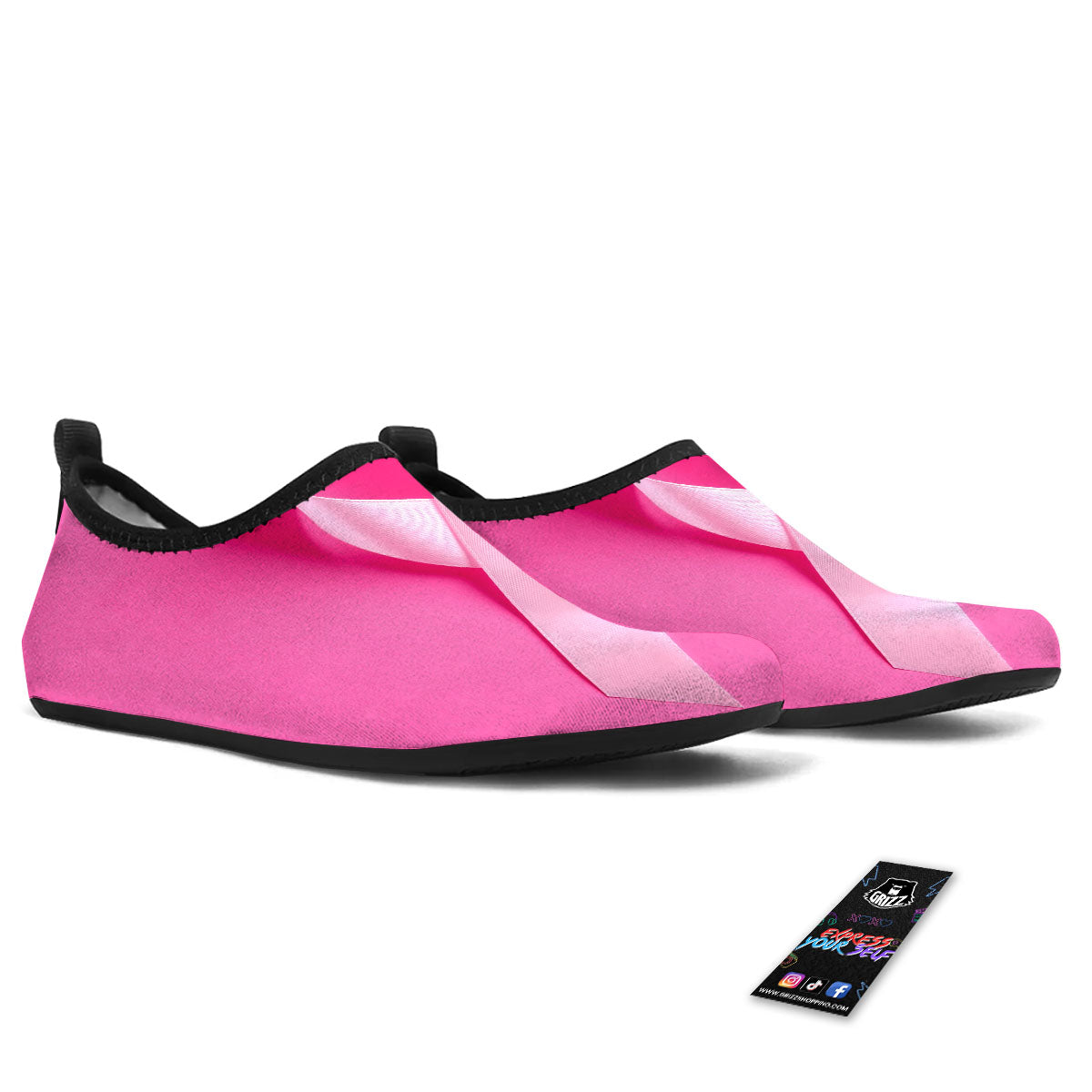 Cancer Breast Little Ribbon Print Water Shoes-grizzshop