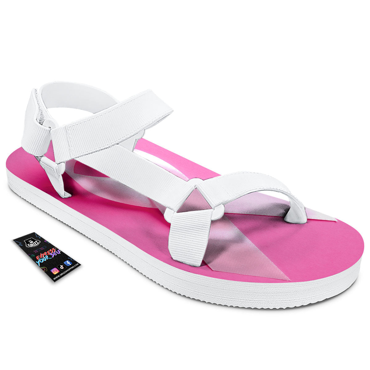 Cancer Breast Little Ribbon Print White Open Toe Sandals-grizzshop