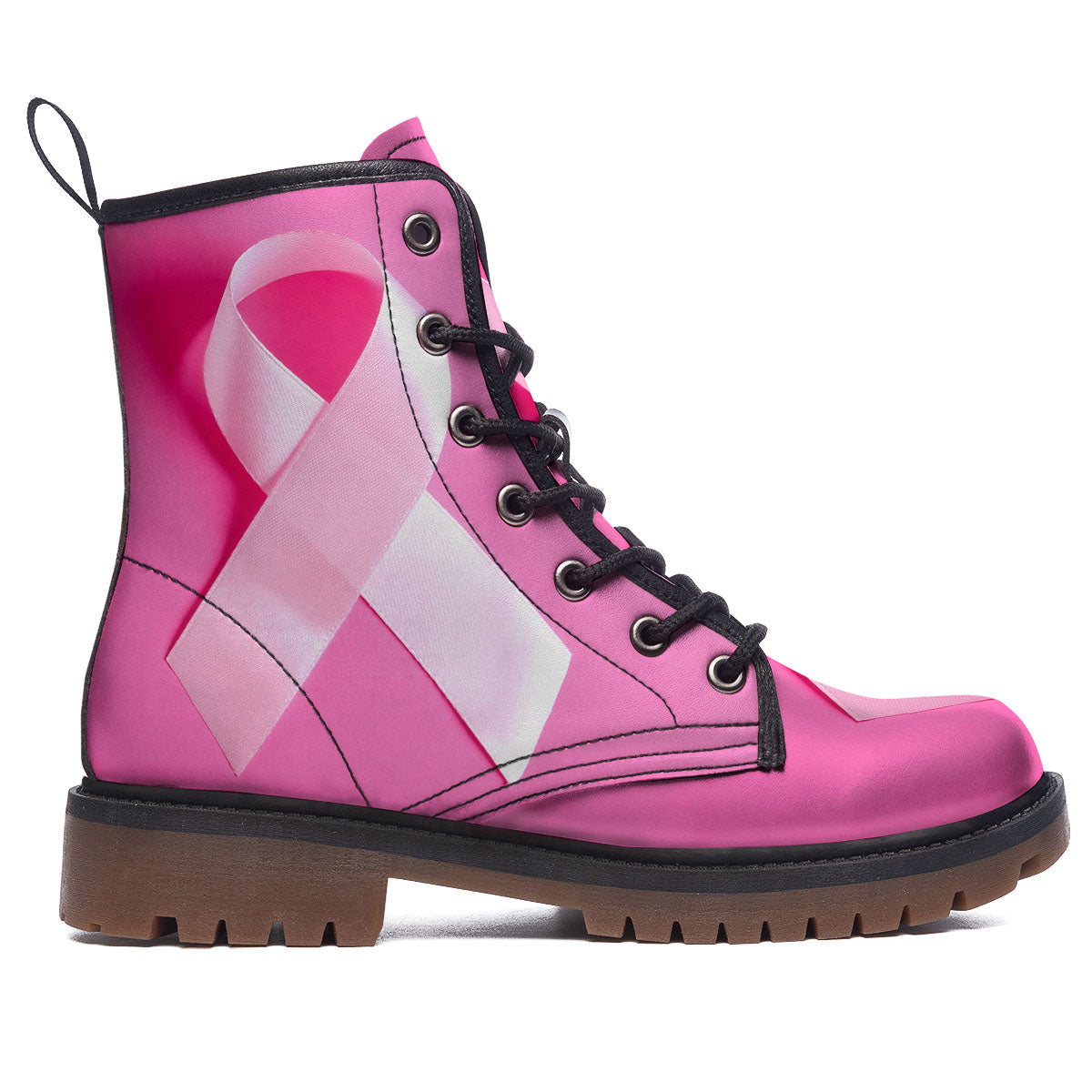 Cancer Breast Little Ribbon Print Work Boots-grizzshop