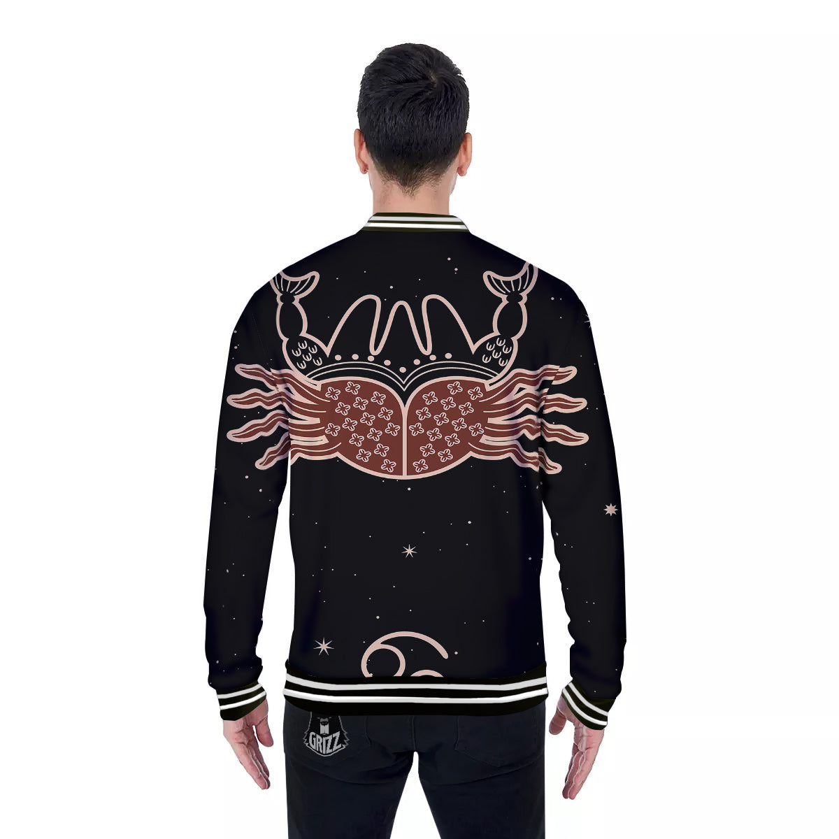 Cancer Constellation Print Baseball Jacket-grizzshop