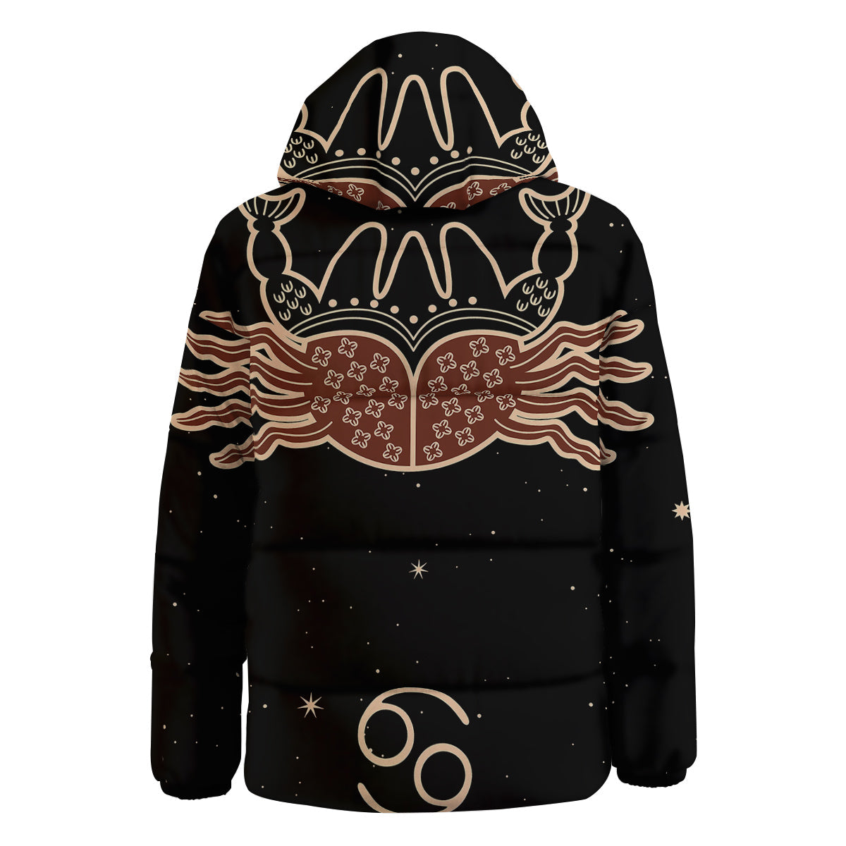 Cancer Constellation Print Down Jacket-grizzshop