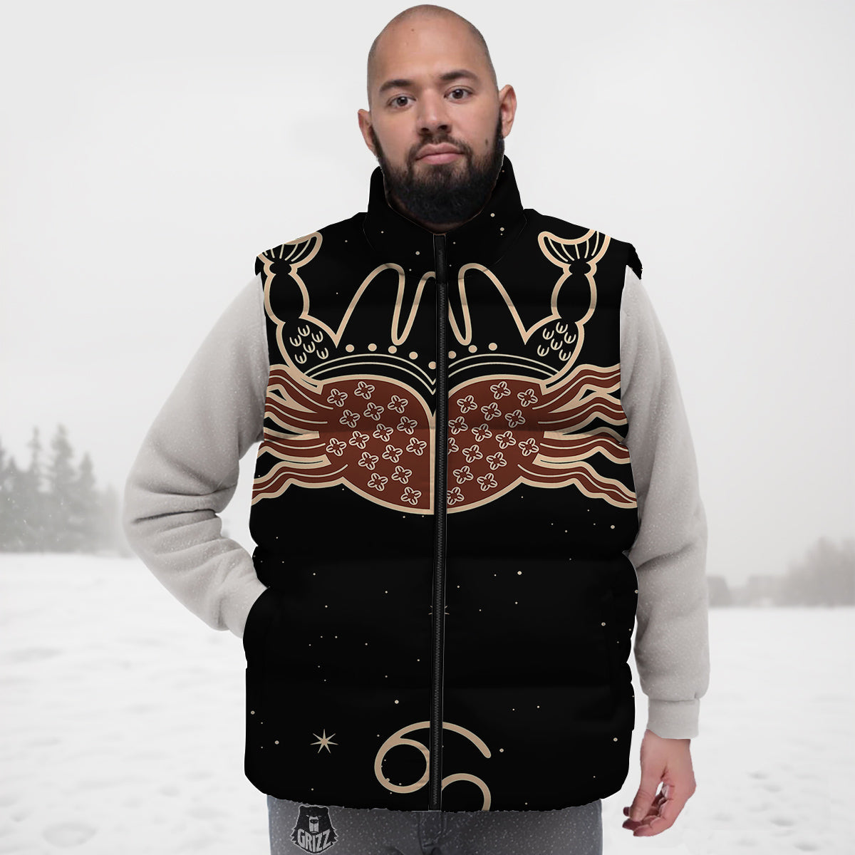 Cancer Constellation Print Down Vest