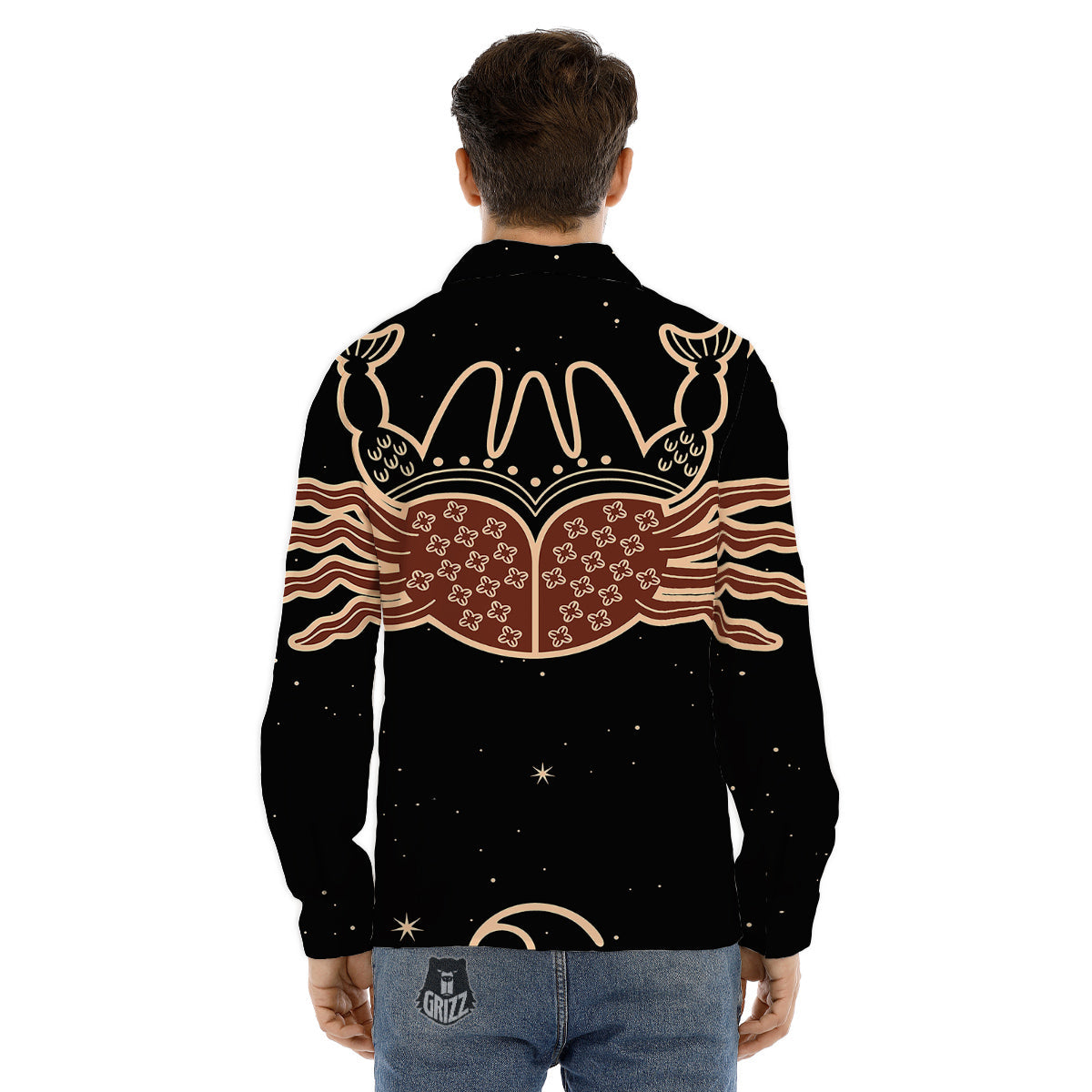 Cancer Constellation Print Men's Dress Shirts-grizzshop