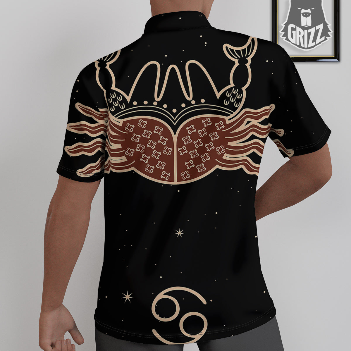 Cancer Constellation Print Untucked Shirts-grizzshop