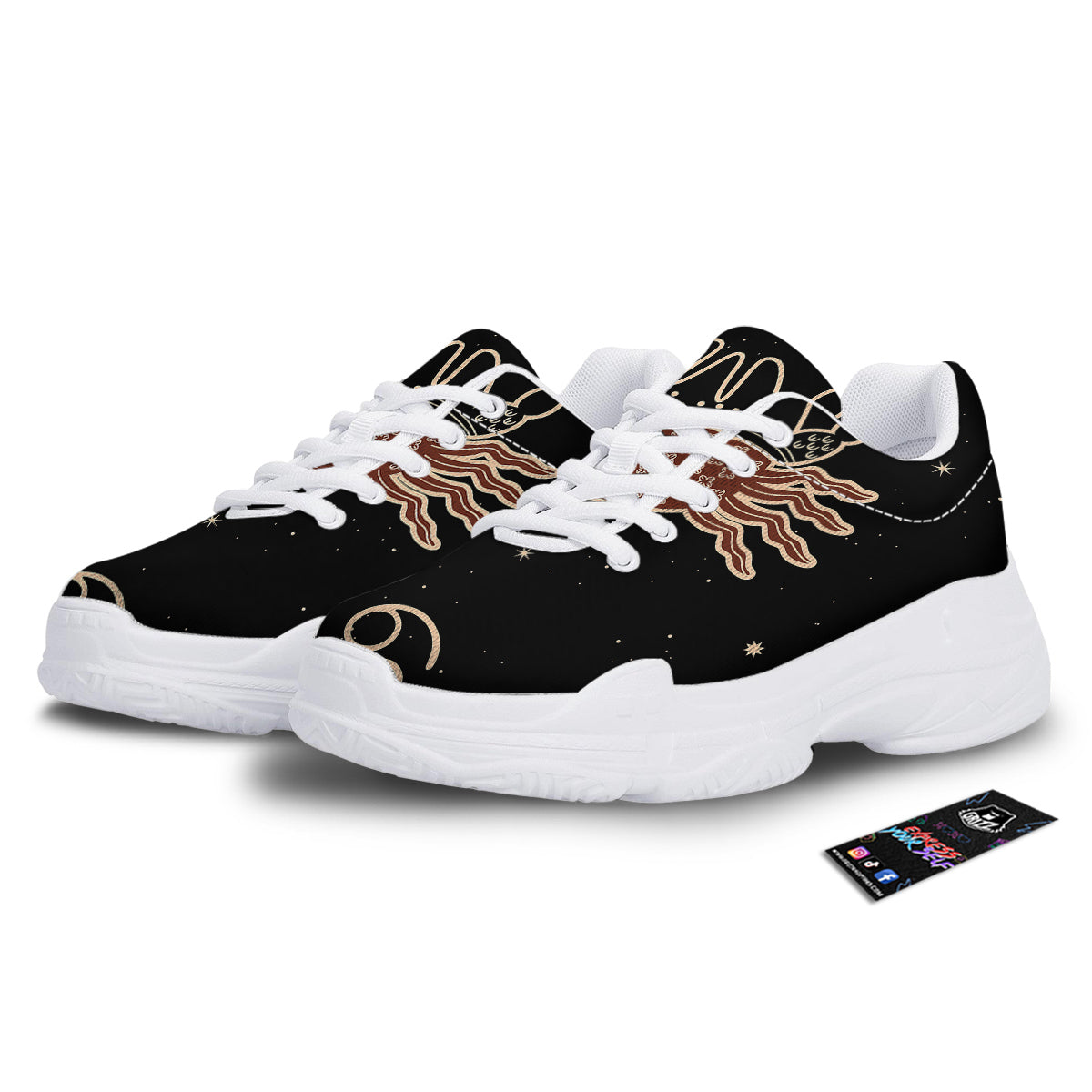 Cancer Constellation Print White Chunky Shoes-grizzshop