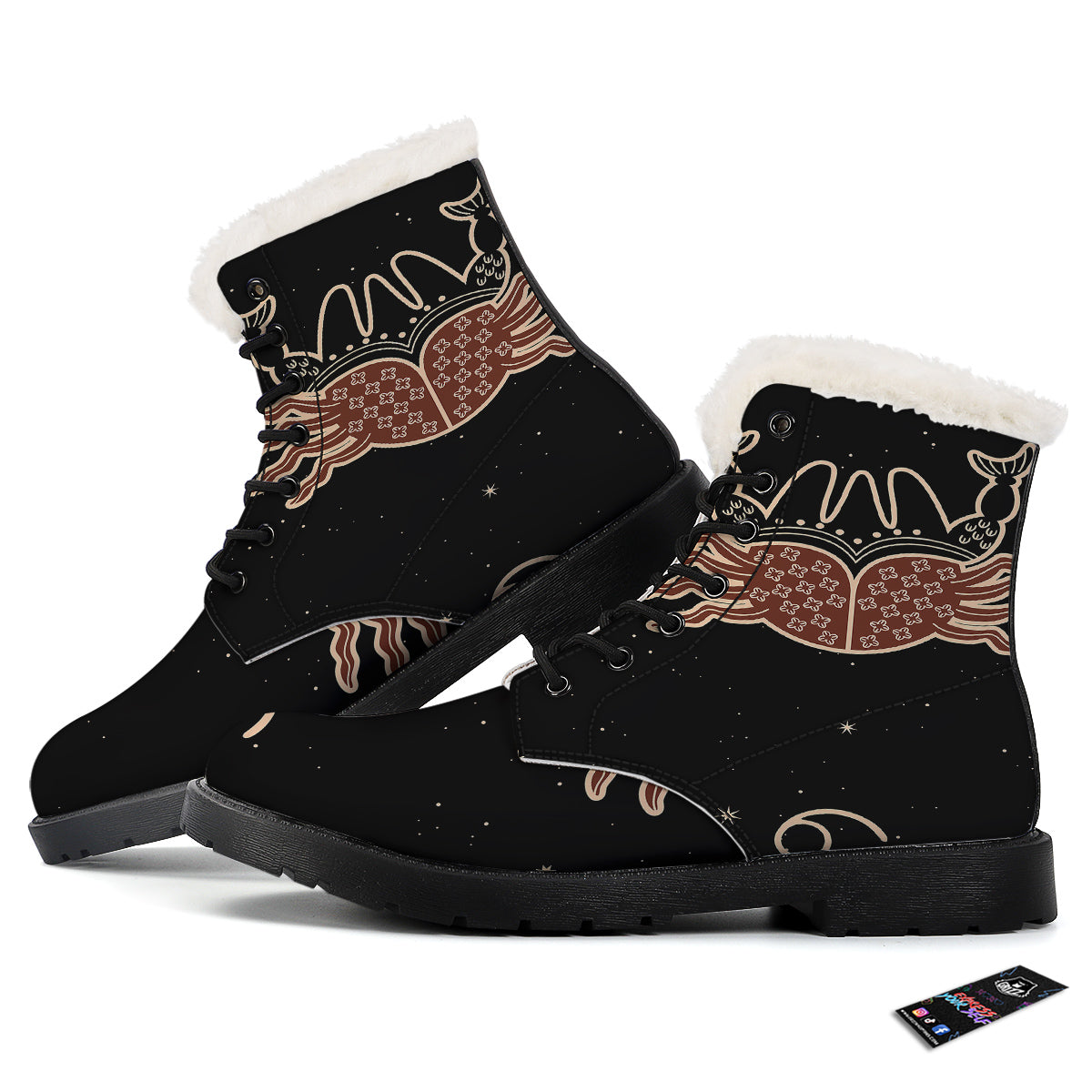 Cancer Constellation Print Winter Boots-grizzshop