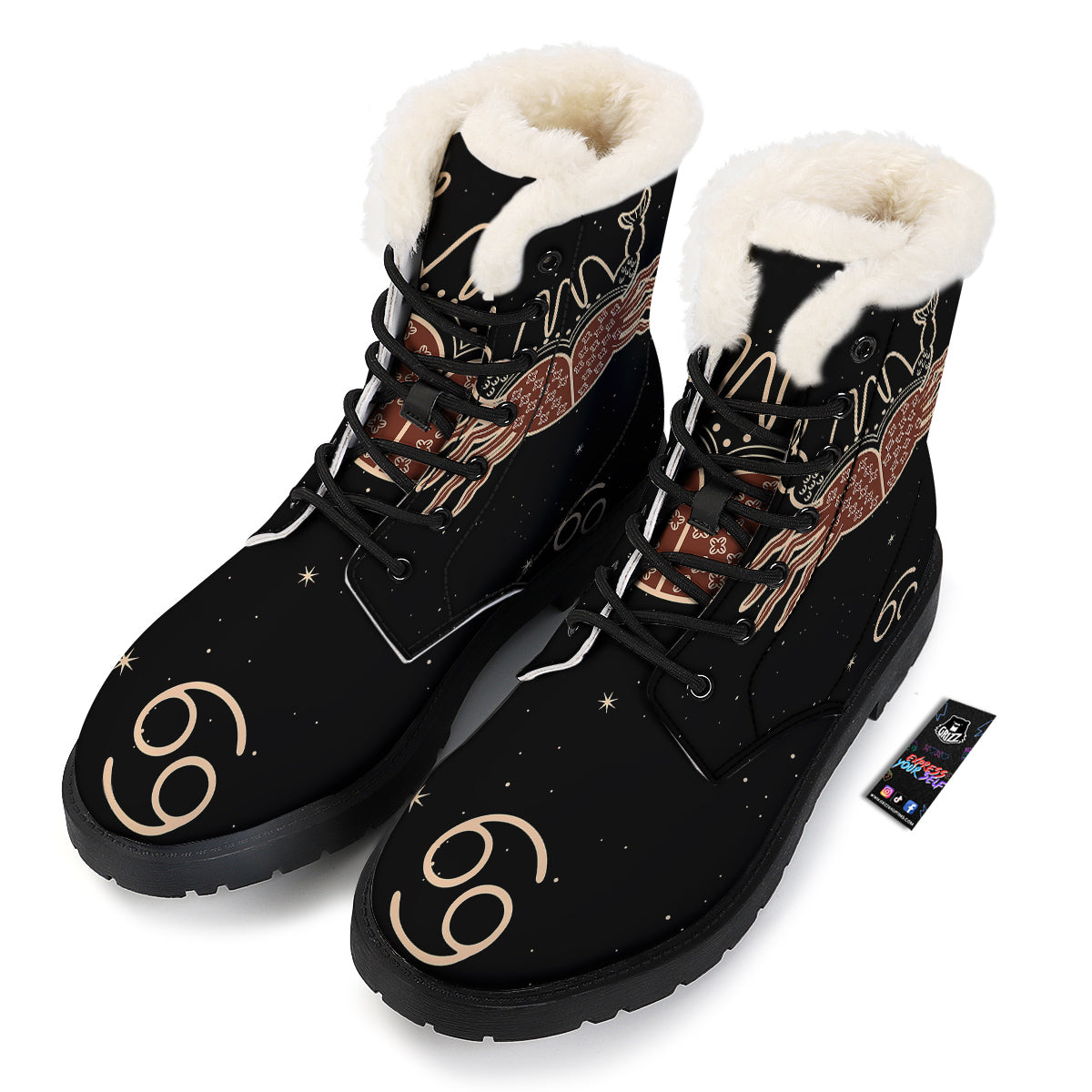 Cancer Constellation Print Winter Boots-grizzshop