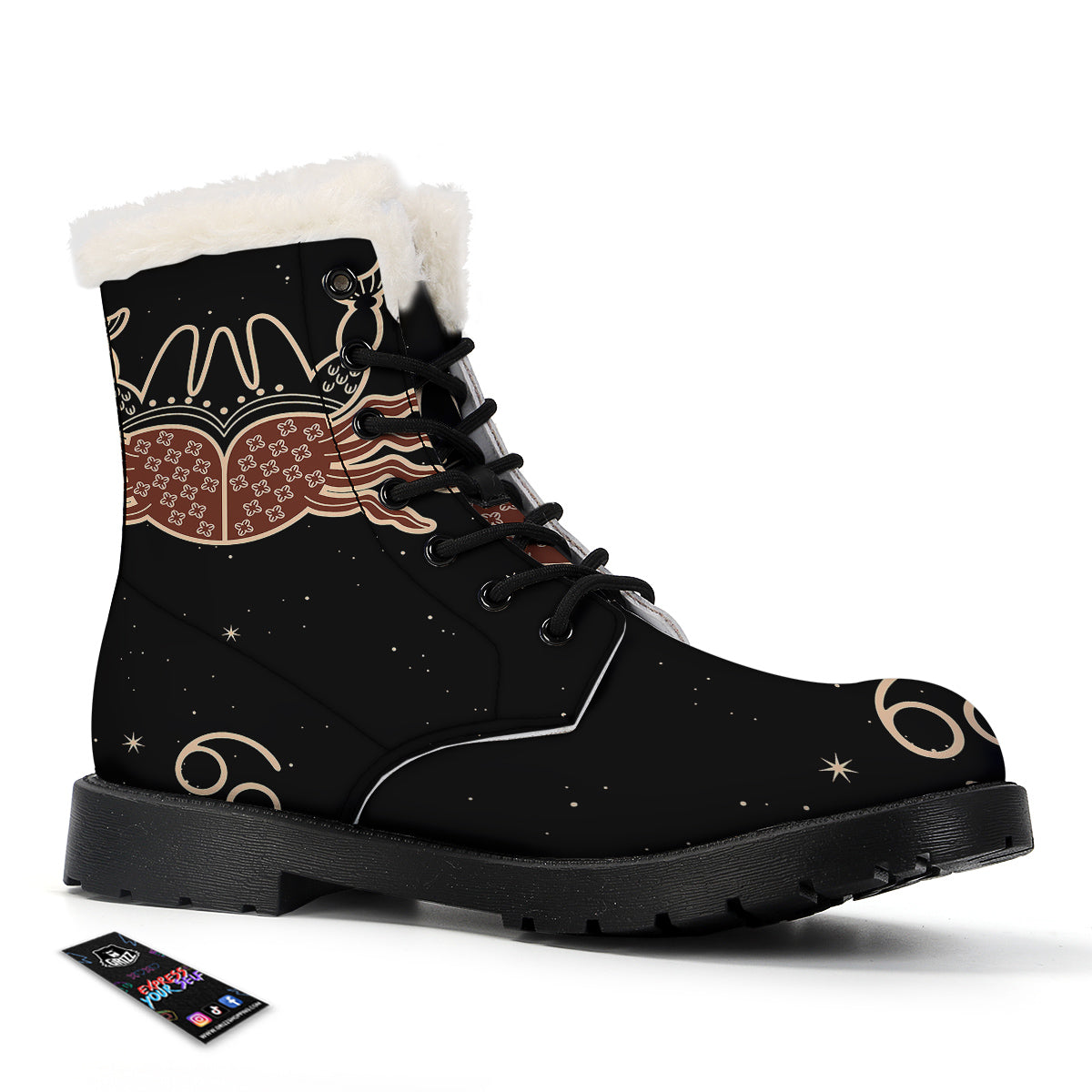 Cancer Constellation Print Winter Boots-grizzshop