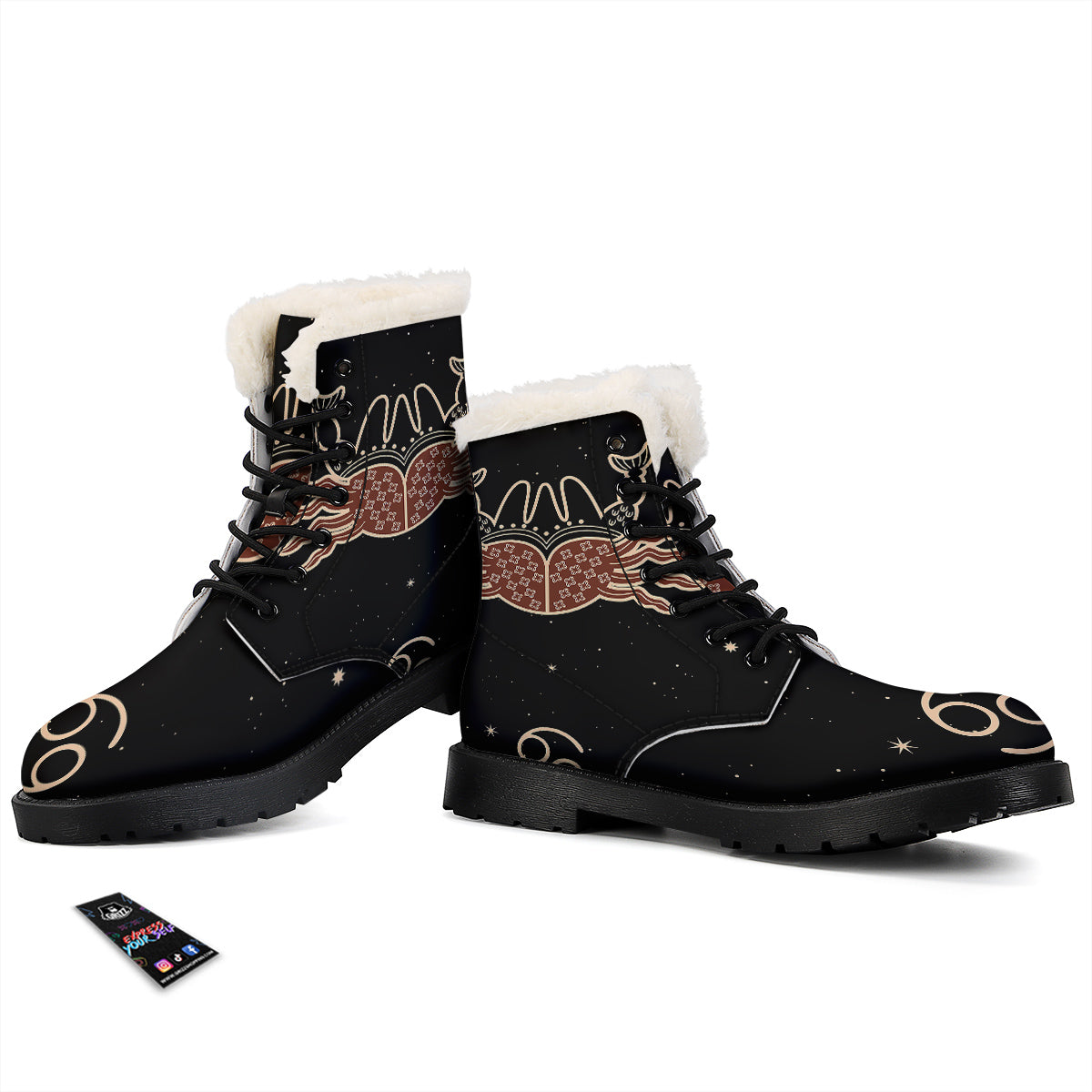 Cancer Constellation Print Winter Boots-grizzshop