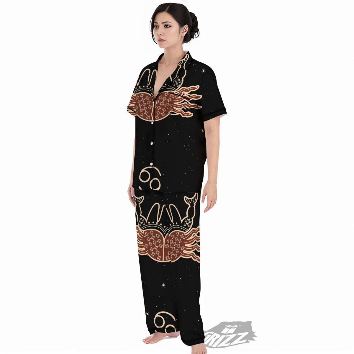 Cancer Constellation Print Women's Pajamas Set-grizzshop