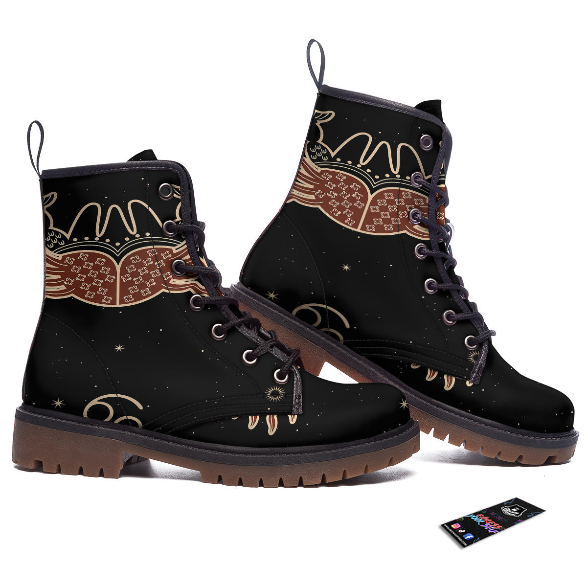 Cancer Constellation Print Work Boots-grizzshop