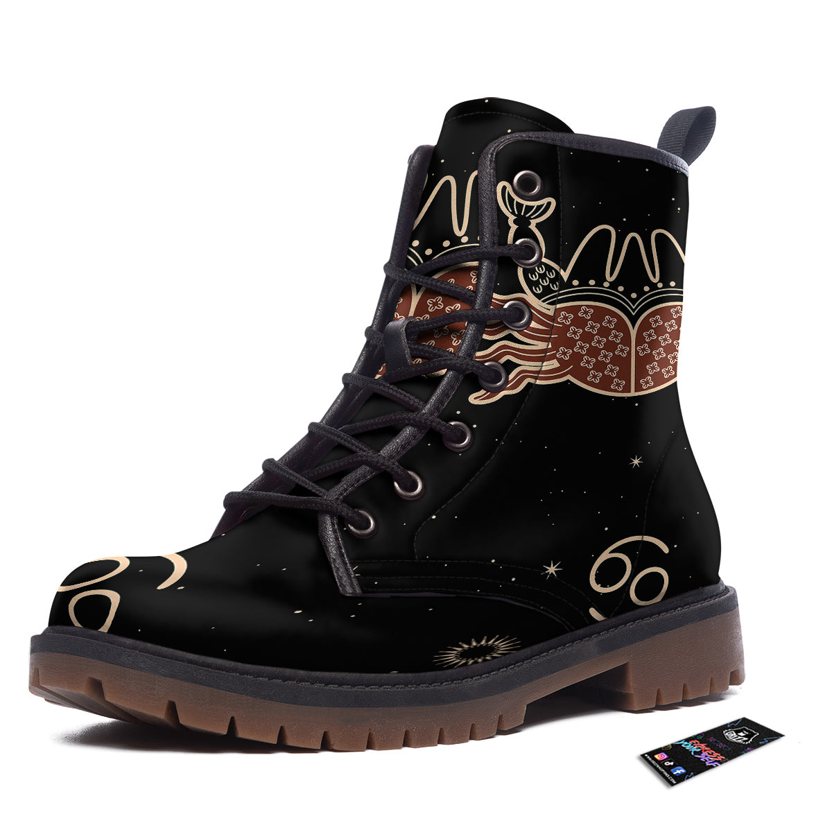 Cancer Constellation Print Work Boots-grizzshop
