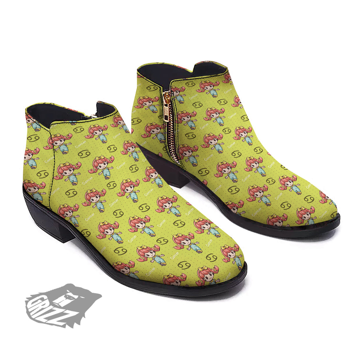 Cancer Cute Cartoon Print Pattern Ankle Boots-grizzshop