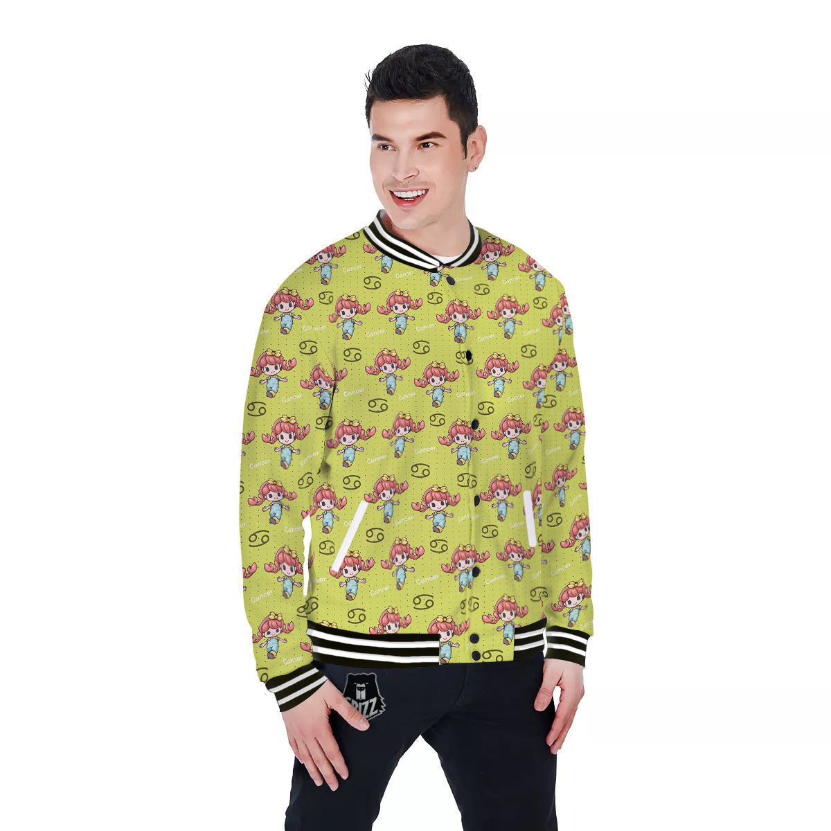 Cancer Cute Cartoon Print Pattern Baseball Jacket-grizzshop