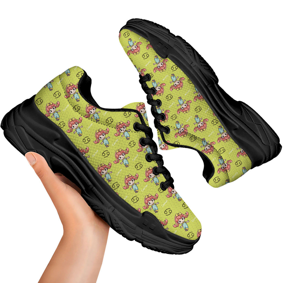 Cancer Cute Cartoon Print Pattern Black Chunky Shoes-grizzshop