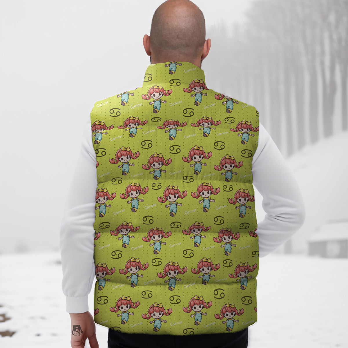 Cancer Cute Cartoon Print Pattern Down Vest