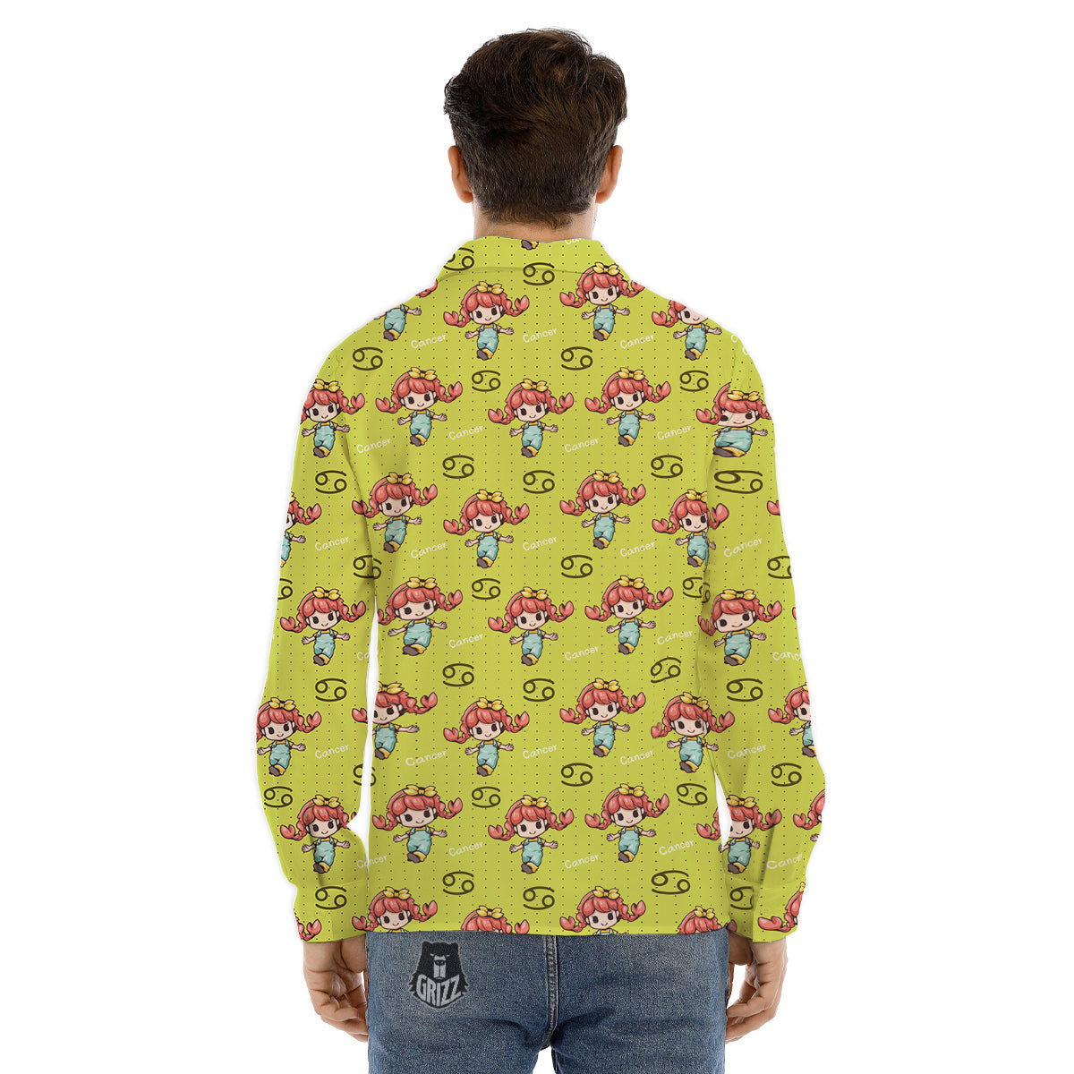 Cancer Cute Cartoon Print Pattern Men's Dress Shirts-grizzshop