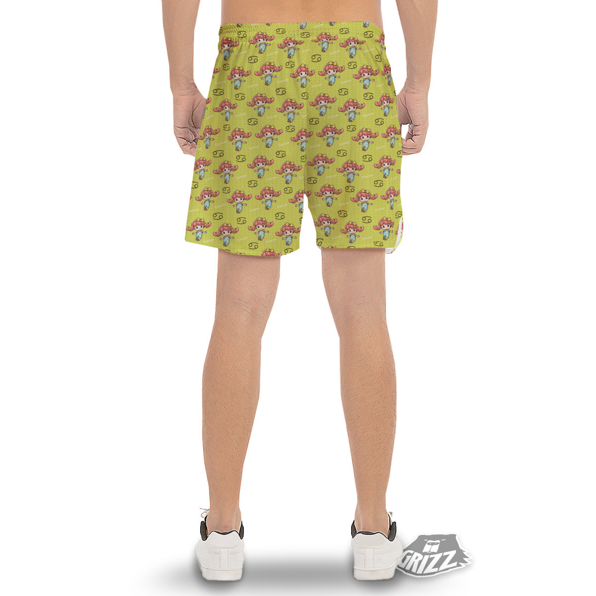 Cancer Cute Cartoon Print Pattern Men's Gym Shorts-grizzshop