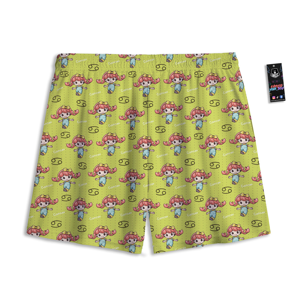 Cancer Cute Cartoon Print Pattern Mesh Shorts
