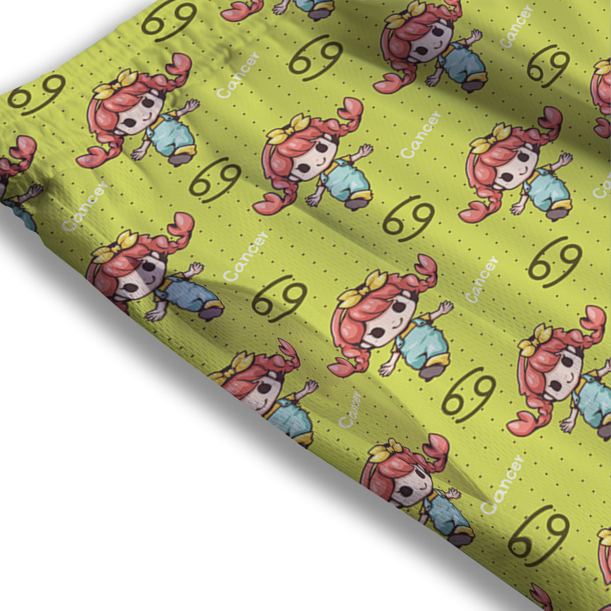 Cancer Cute Cartoon Print Pattern Mesh Shorts