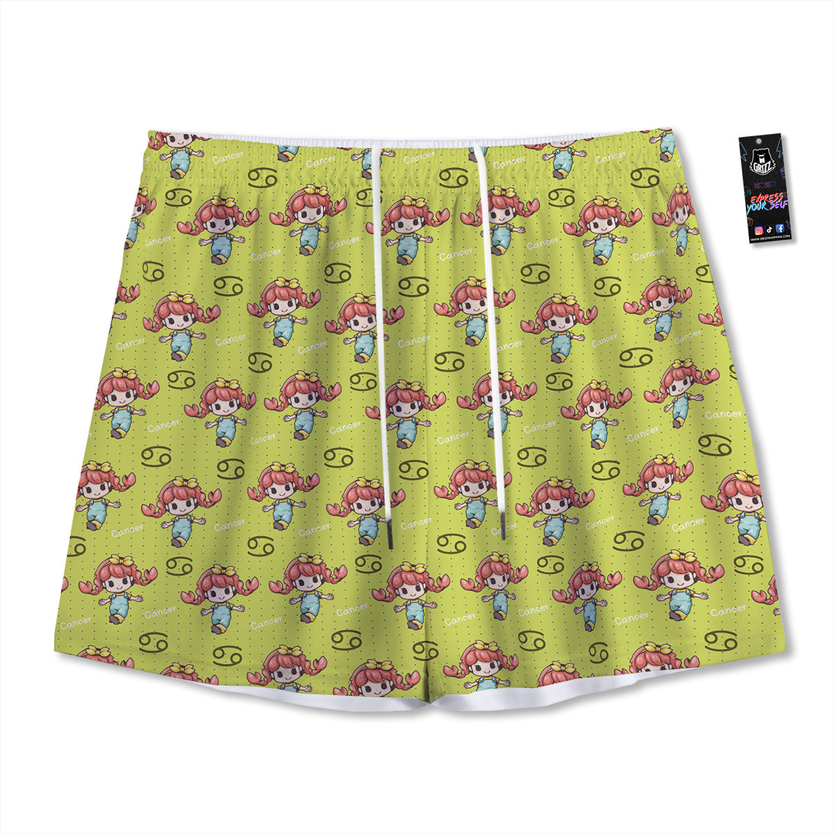 Cancer Cute Cartoon Print Pattern Mesh Shorts