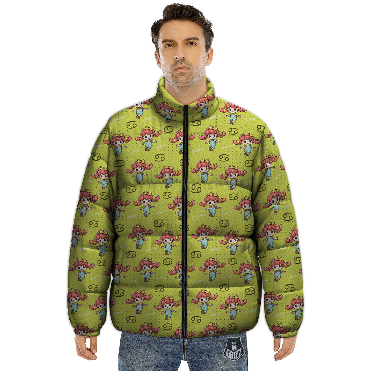 Cancer Cute Cartoon Print Pattern Puffer Jacket-grizzshop