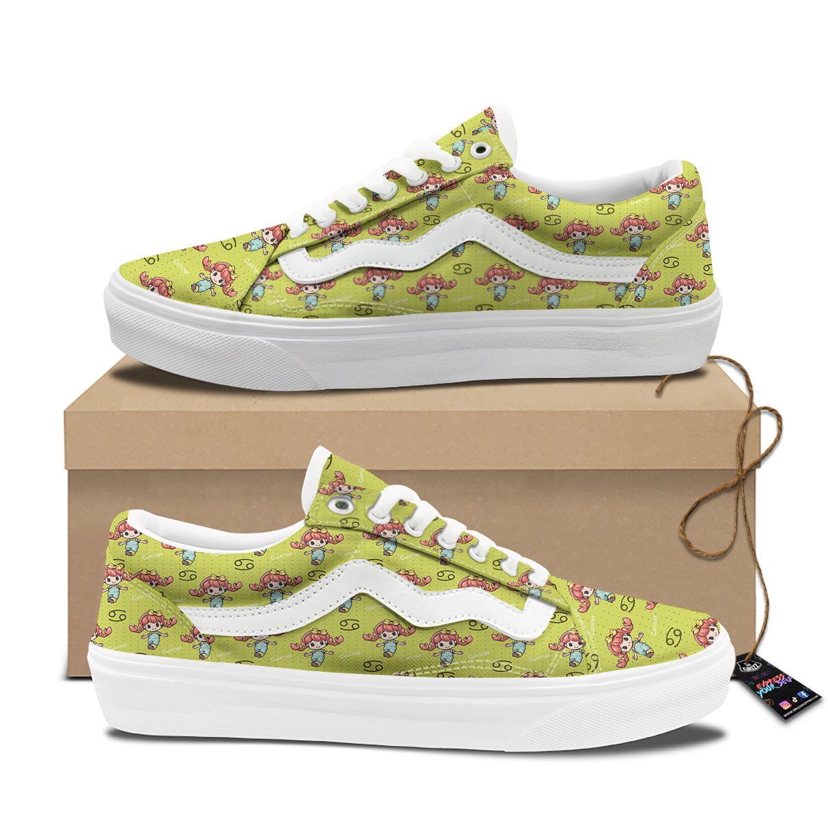 Cancer Cute Cartoon Print Pattern Skate Shoes-grizzshop