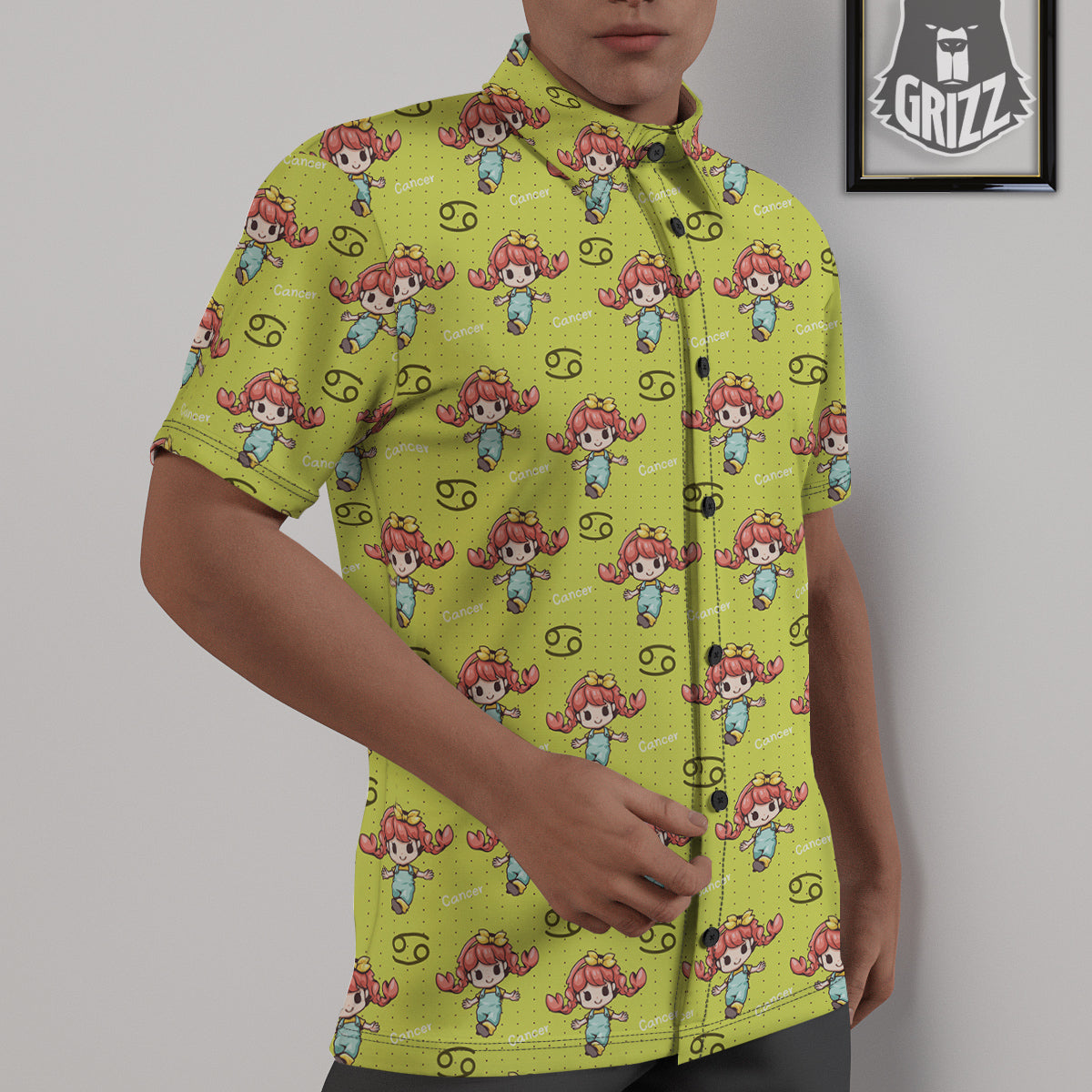 Cancer Cute Cartoon Print Pattern Untucked Shirts-grizzshop