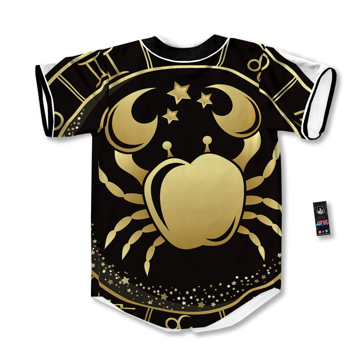 Cancer Sign Black And Gold Print Baseball Jersey-grizzshop