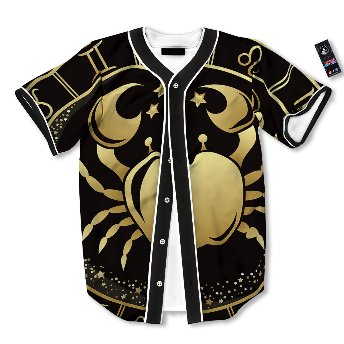 Cancer Sign Black And Gold Print Baseball Jersey-grizzshop