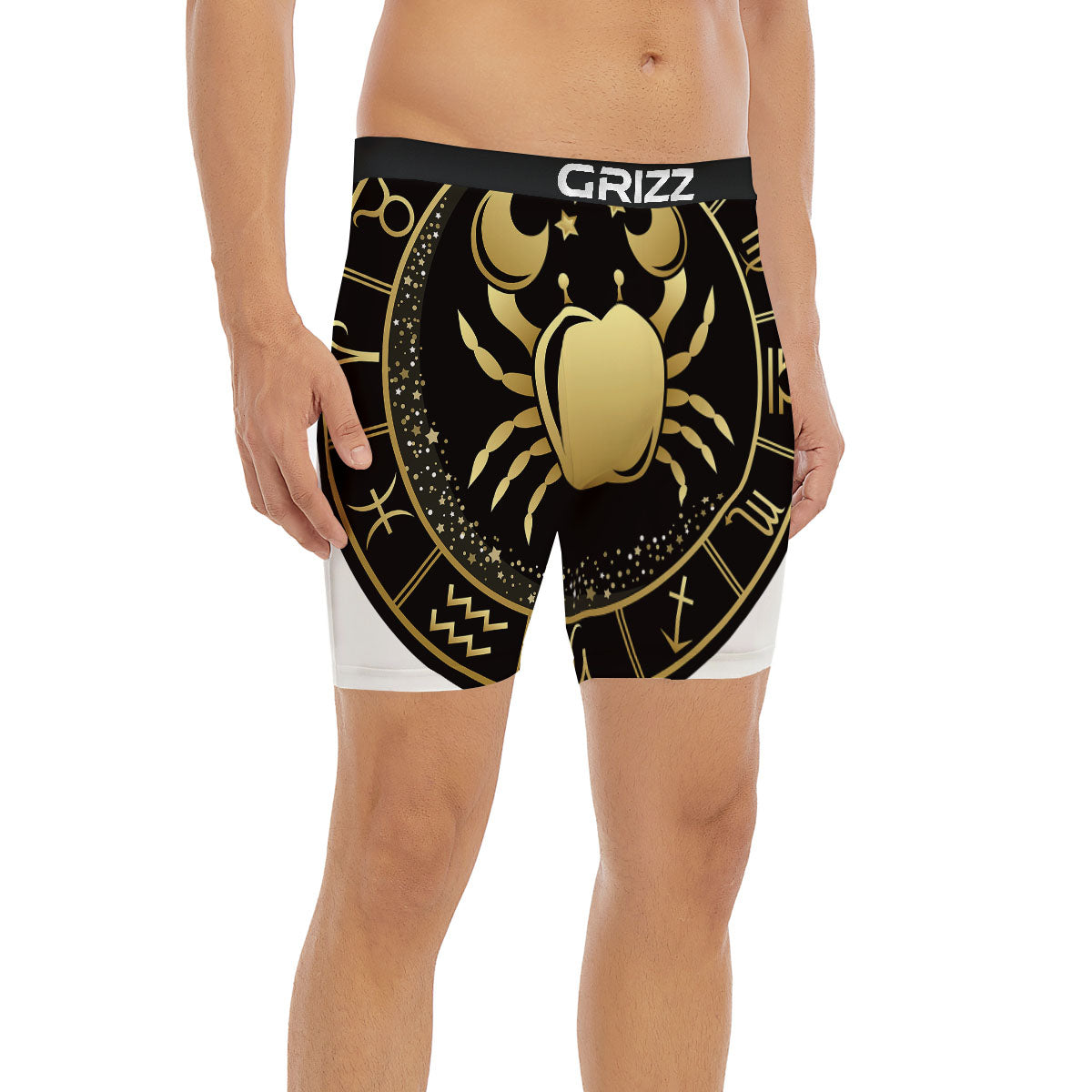 Cancer Sign Black And Gold Print Boxer Briefs-grizzshop