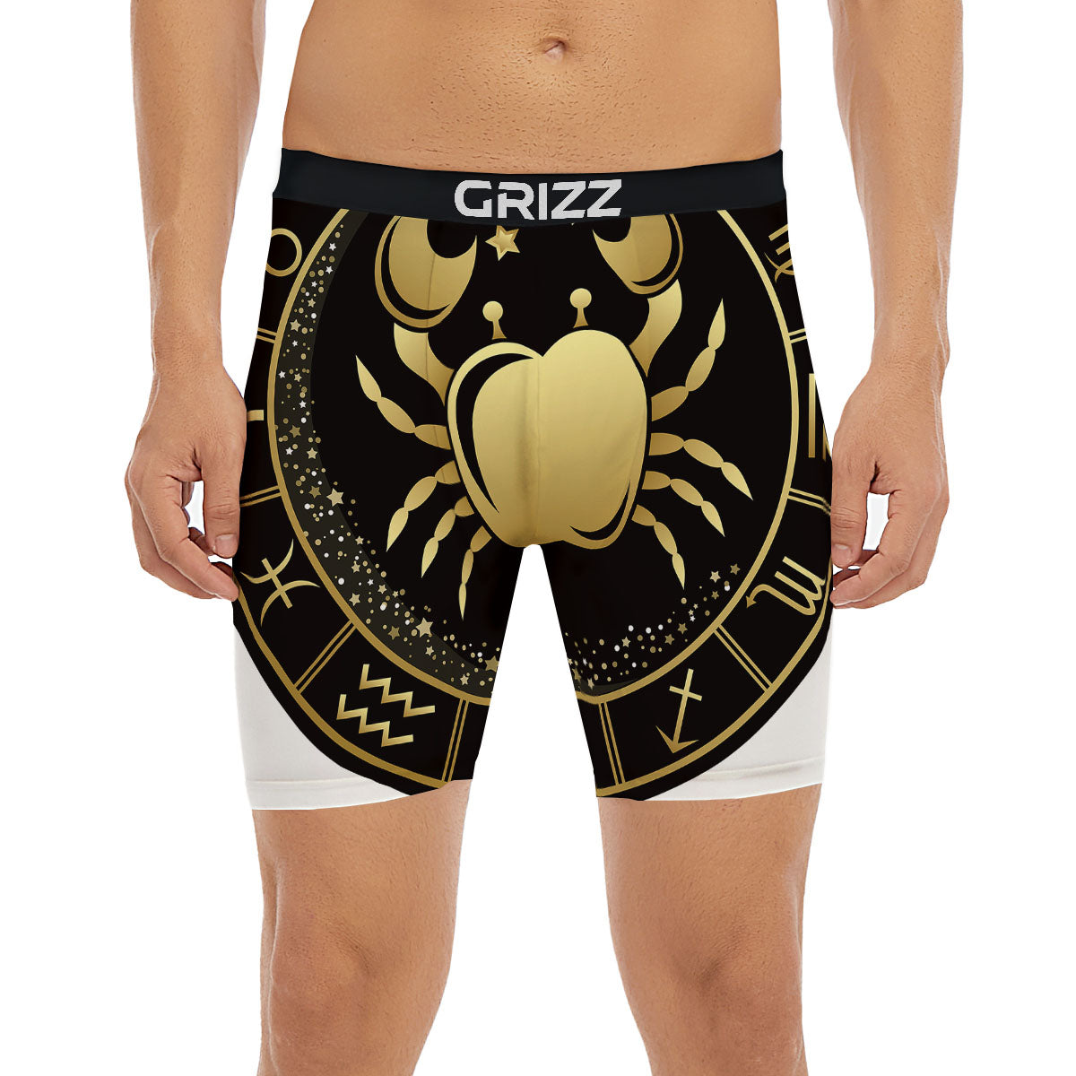 Cancer Sign Black And Gold Print Boxer Briefs-grizzshop