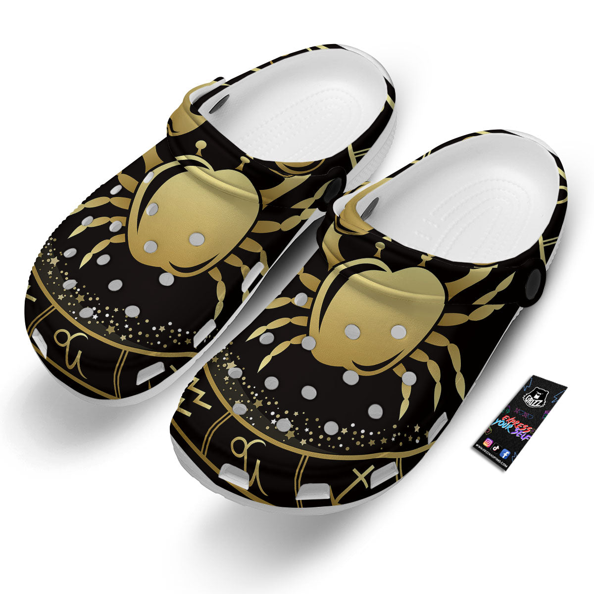 Cancer Sign Black And Gold Print Clog-grizzshop