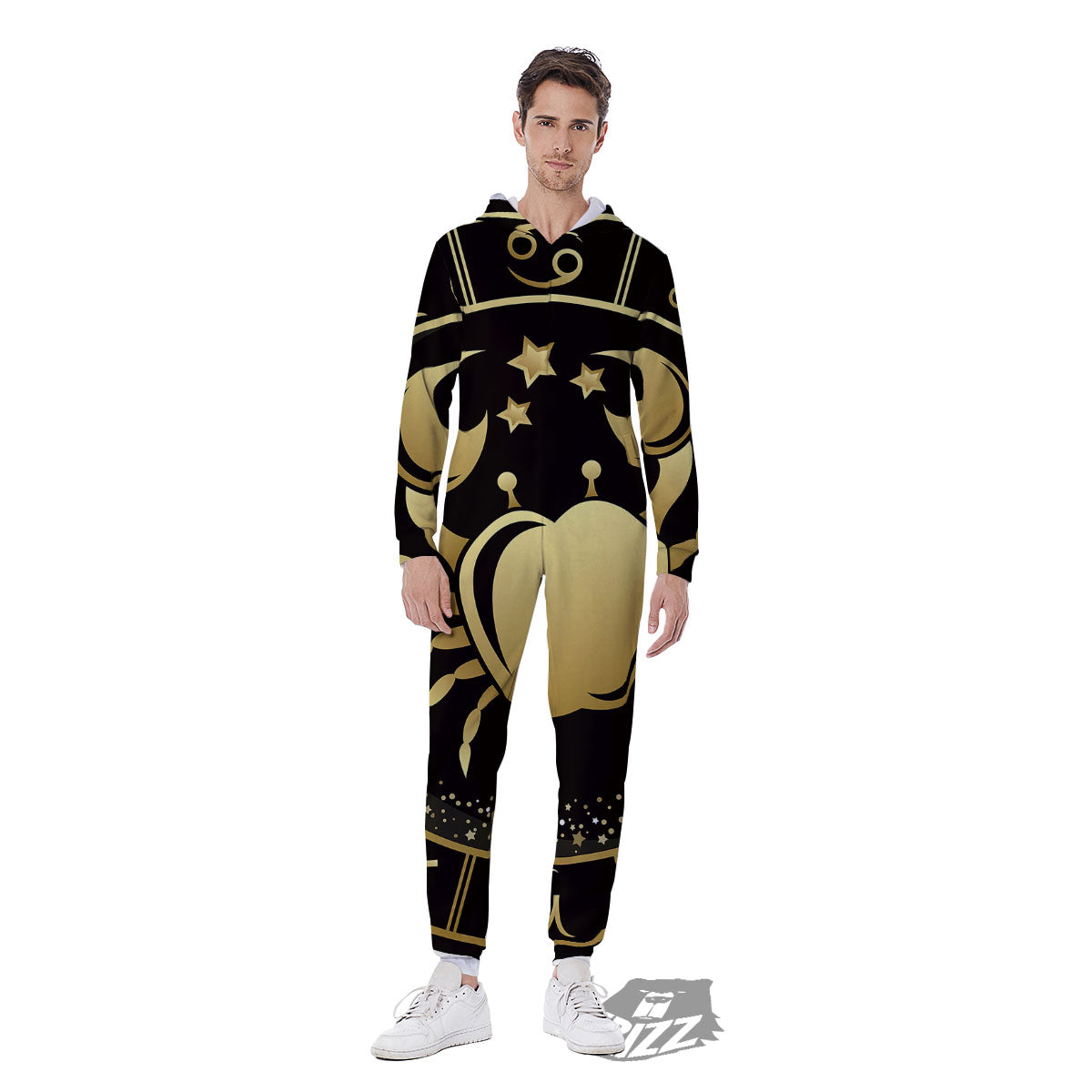 Cancer Sign Black And Gold Print Men's Jumpsuit-grizzshop