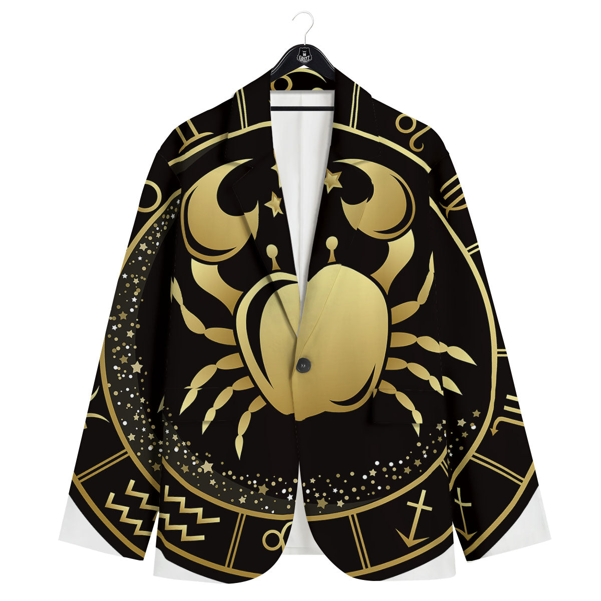 Cancer Sign Black And Gold Print Men's Sport Coat-grizzshop